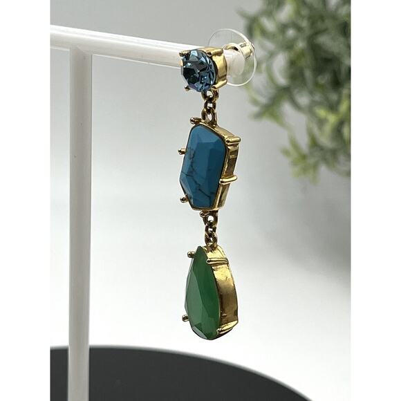 Kate Spade Turquoise Blues Green Linear Fiesta Crystal Dangle Drop Earring - Picture 14 of 16